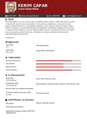 Tarih Öğretmeni Cv Örnekleri cv indir